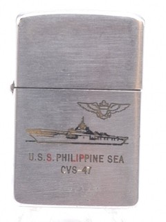 Vintage 1950's USS Philippine Sea (CV 47) Aircraft Carrier Zippo Brushed Chrome