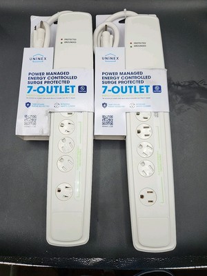 LOT OF 2 Surge Protector Energy  Saving Advanced Power Strip New 7 Outlets 2 pk