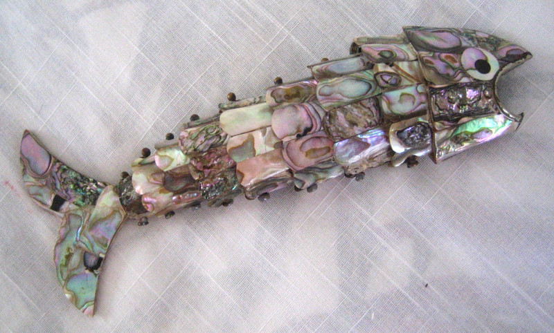 1960s Mid-Century Modern  Abalone Fish Bottle Opener ~ Los Castillo Taxco Style