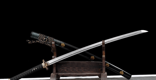 Espada Samurai Japonesa Hecha a Mano Katana Damasco Acero Azul Negro Saya Ajuste de Latón - Imagen 7 de 15