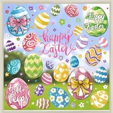 6 Sheets Easter Window Clings Large Easter Eggs Window Decals Oil Color Eggs