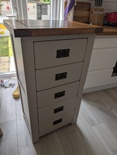 Kemble Rustic Solid Oak 5-Draw Tallboy Storage Cabinet