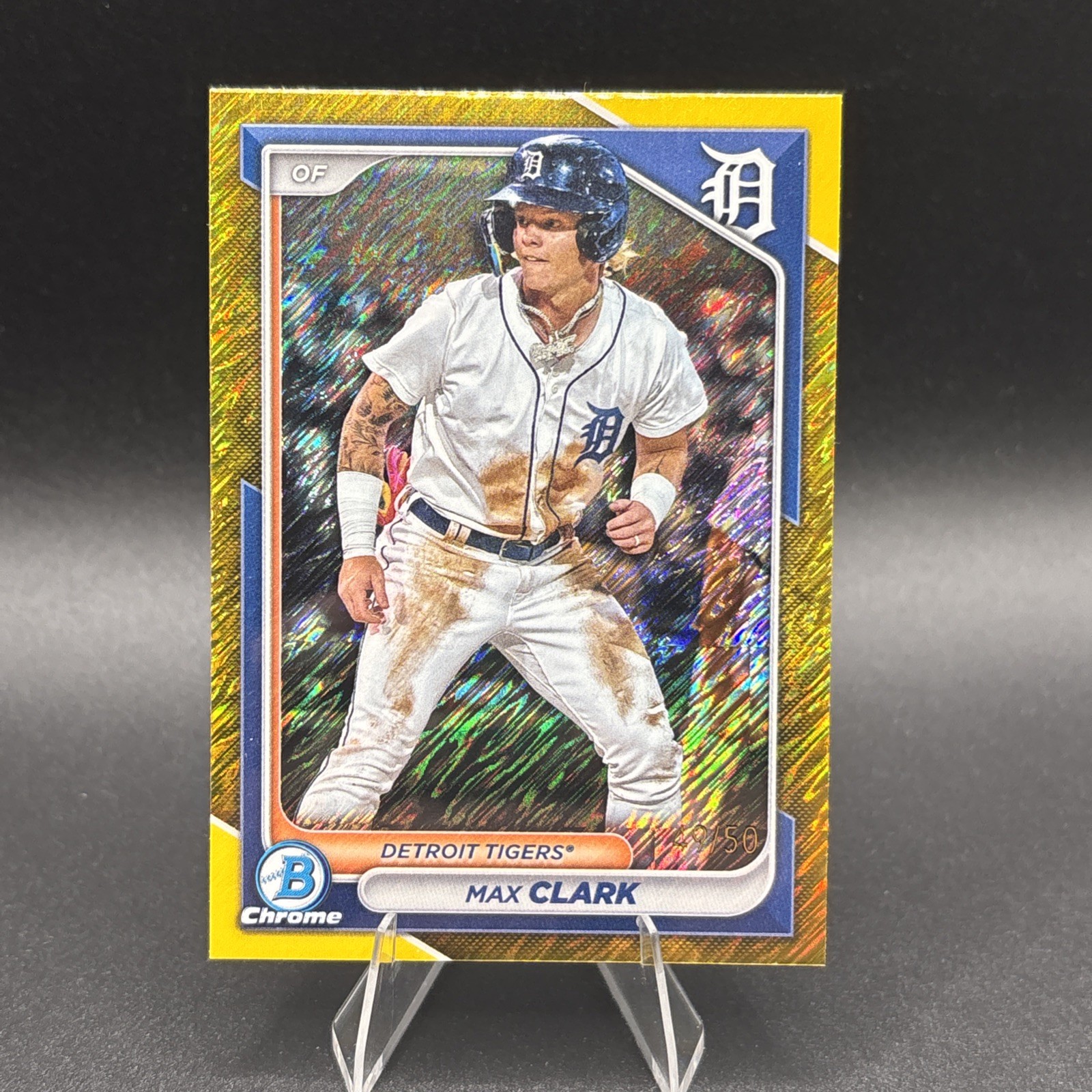 2024 Bowman Chrome Prospects Max Clark #BCP-74 Gold Shimmer Refractor /50 (RC)
