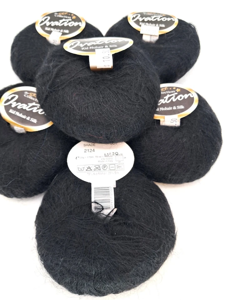 Lote de Seis (6) Donuts of Ovation Niño Mohair y Seda Hilo Negro Colección SRK Foto 2 de 3