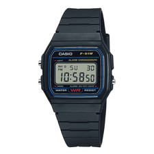 CASIO F-91W-1DF Vintage Retro Digital Watch Alarm Chrono Black Unisex NEW