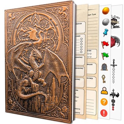 DnD Journal D&D Notebook 3D Dragon Embossed Hardcover Character Sheet Campaign
