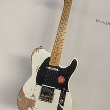 Aged White Electric Guitar Maple Neck SS Pickups Chrome Part Black Pickguard