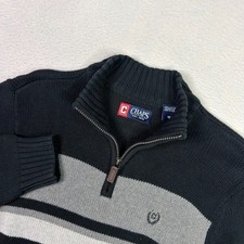 Vintage Y2K Chaps Striped 1/4 Zip Knit Sweater Men  s Medium Preppy Retro Causal