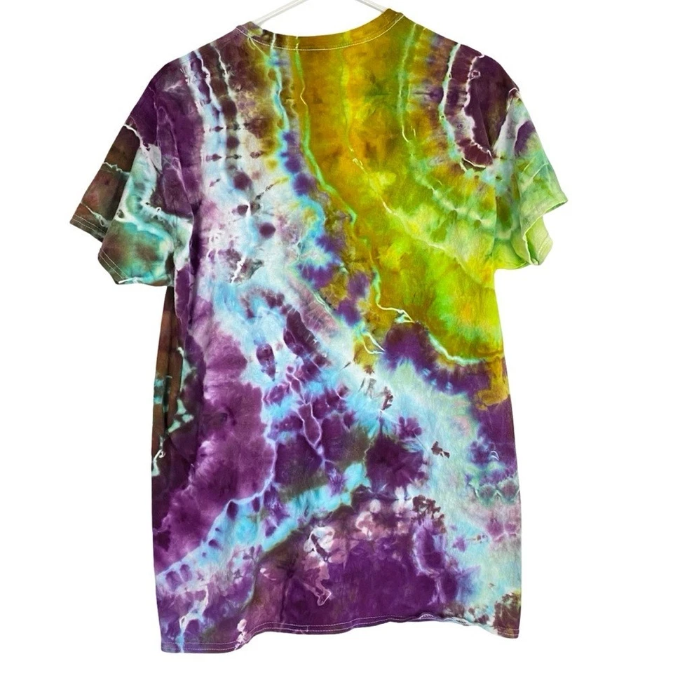 Camiseta hecha a mano Geode Tie Dye para hombre talla grande cuello redondo manga corta camiseta Foto 2 de 4