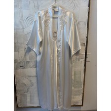 Vintage California Dynasty Satin Robe and Nightgown Slip Ivory Pearl Bridal Set