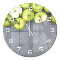 Runde Wanduhr Als Glasuhr Aus GehäRtetem Glas GrüNe ÄPfel WeißE Zeiger Fi60 Cm