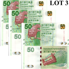 Hong Kong 50 Dollars 2014 P 298d UNC SCB Lot 3 pcs NR No Reserve