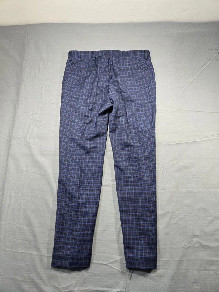 Paul Smith Pantalones Para Hombres 28x26 Azul Pata de Gallo Cuadros Calce Ajustado Pantalones Vestido Foto 2 de 4