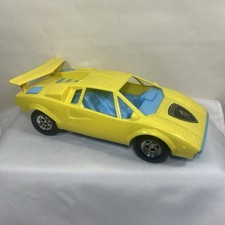 Vintage 1980s TootsieToy Lamborghini Countach 10” Yellow Plastic Car USA Toy