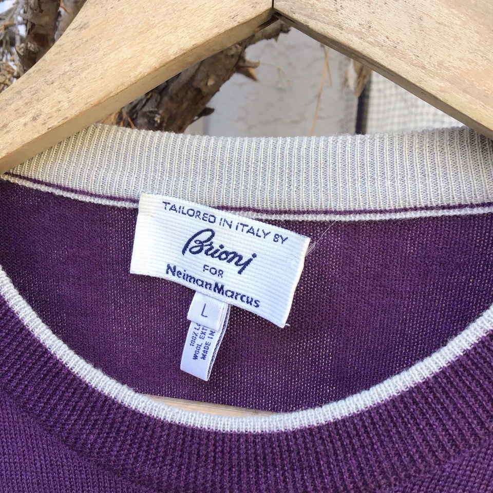 Brioni For Neiman Marcus Purple 100% Lana Wool Italian Tailored Luxury Sweater - Image 4 of 4