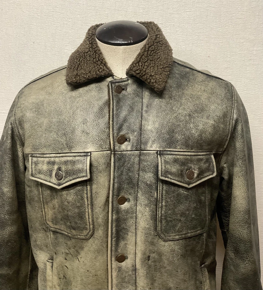 Винтажный GAP куртка мужская средний кожаный шерпа с подкладкой водитель грузовика Western амбара пальто Y2K - Изображение 2 из 4