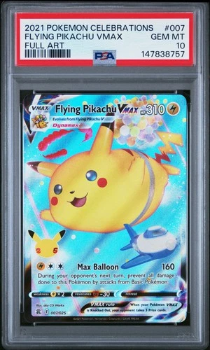2021 POKEMON CELEBRATIONS #007 FULL ART/FLYING PIKACHU VMAX PSA 10