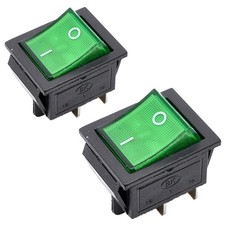 2 PCS Rocker Switch KCD4 DPST 4 Pin ON Off Green Light 16A 250V Power Toggle