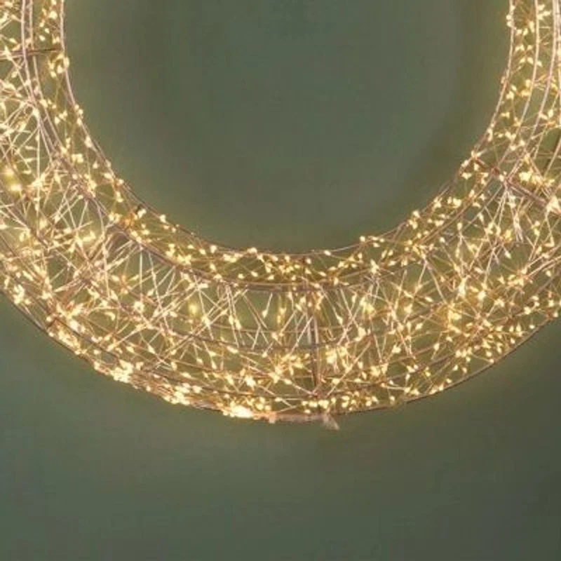 Ghirlanda Luminosa Natale BRANDANI 1440 LED Luce Calda Corona Metallo 50 cm, fotografia 8 di 9