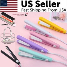 Mini Ceramic Flat Iron Hair Straightener Curler Travel Portable Dual Voltage 20W