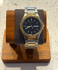 Vintage Citizen Men’s Quartz 6100-889669 Blue Dial Day Date Two Tone Watch