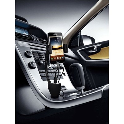 Car Mount Charger Holder DC Socket USB 2-Port Cradle Swivel for Smart Phones