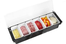 6 Compartment Trays Detachable Topping Station Plastic Pizza Ingredients Condime