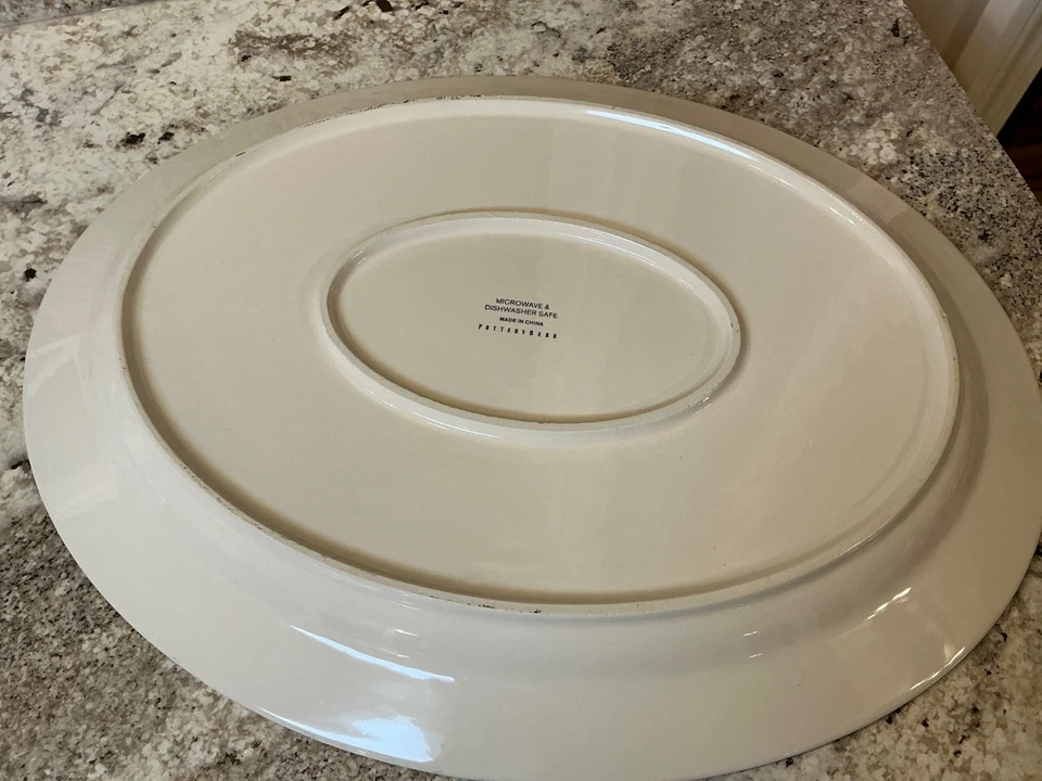 Pottery Barn Santa on Bicycle 15 3/4" Oval Serving Platter - Image 3 of 4