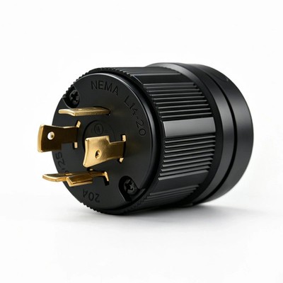 L14-20P Twist Lock Male Plug   20 Amp 125/250V NEMA Generator Connector   Black