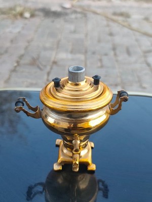 SELTENE VINTAGE SOWJETISCHE UDSSR SAMOWAR MINIATUR MESSING GOLDENE TEEURNE SOUVENIR 11,5 CM