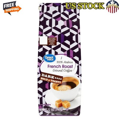 100% Arabica Dark Roast Ground Coffee 12oz Resealable Bag Makes 42 Cups New