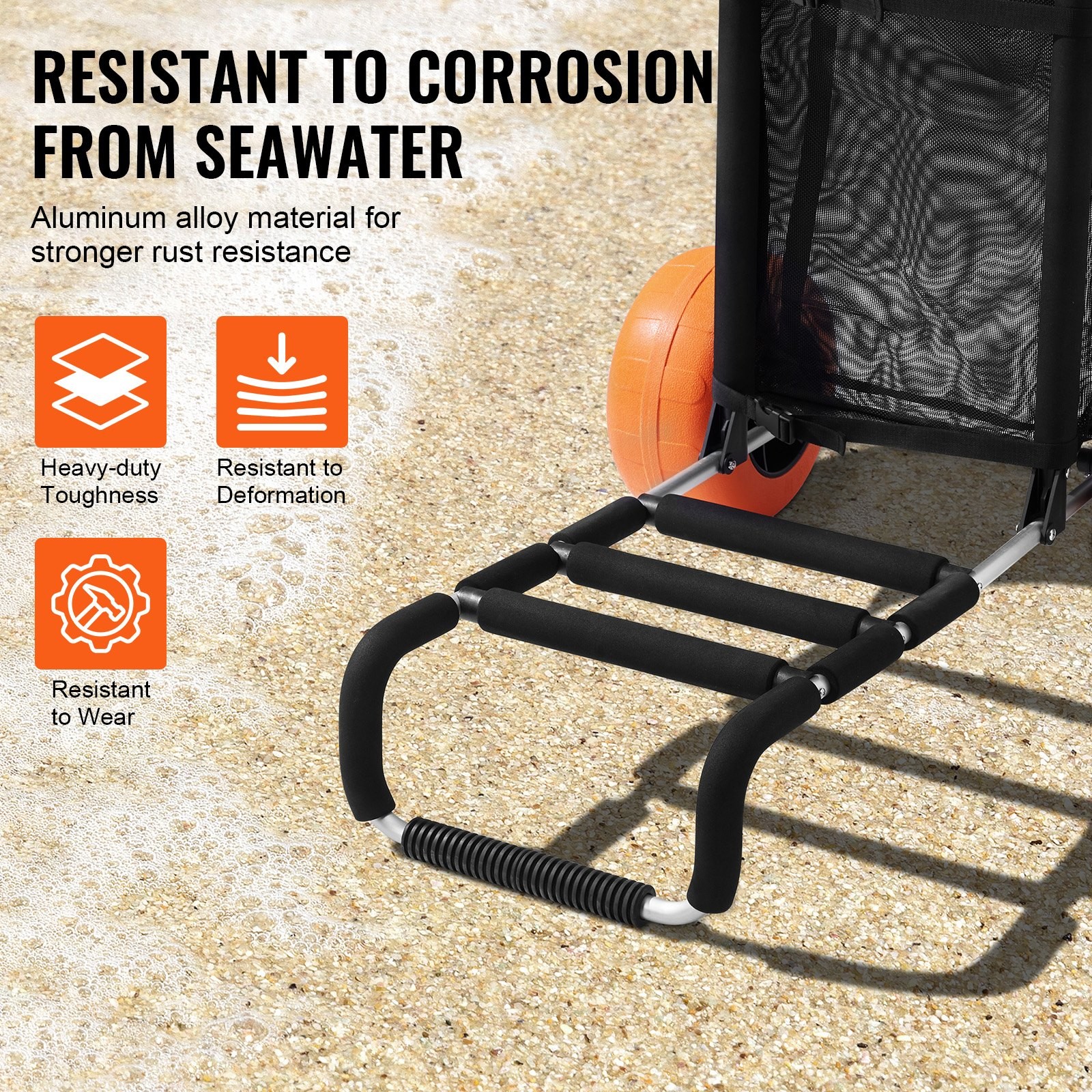 Beach Dolly With Big Wheels For Sand, 29.9' X 15.4' Cargo Deck, W/ 12' Foam Whe