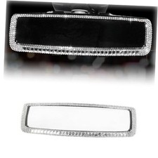 Bling Car Rear View Mirror, 10.51 Inch HD Glass Wide Angle Rearview Silver