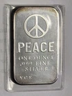 Vintage 1970s Yonkers Mint YCE ☮︎ PEACE Symbol 1 Oz .999 Fine Silver Art Bar