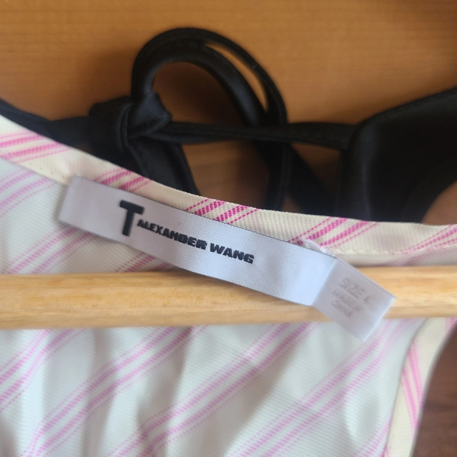 Abito T Alexander Wang Racerback Raso Sottolava Cravatta Drappeggio Pesante Taglia 4 Nero