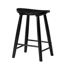 Maven Lane Luna Counter Stool in Rustic Black Wood Finish (Open Box)