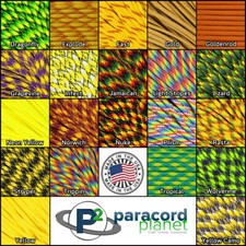 550 Type III 7 Strand Mil-Spec Commercial Paracord Yellow Color 10' 25' 50' 100'