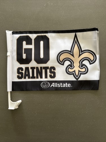 NEU ORLEANS SAINTS weiß 12""x9"" AUTOFLAGGE ORIGINAL NFL lizenziertes Superdome Werbegeschenk