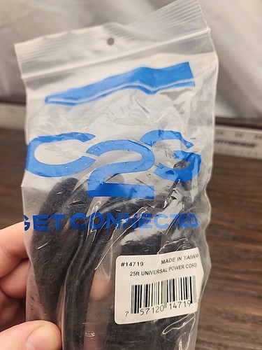 C2G Cables to Go C2G 25' NEMA 5-15P to IEC320C13 Universal Power Cord Black - Picture 3 of 5