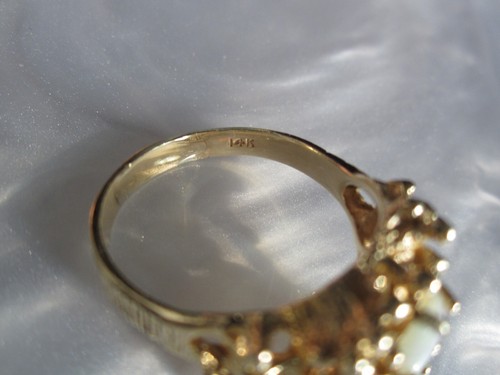 BEAUTIFUL VINTAGE ESTATE 14K SOLID GOLD GENUINE OPAL CLUSTER RING 6.07g Sz 9.4 - Picture 8 of 19