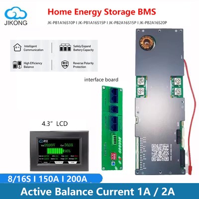 JK Inverter BMS 8S-16S Smart BMS Active Balance 100A-200A Li-ion LiFePo4 Baterry