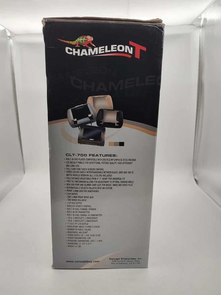 Concept-Chameleon T-CLT-700-7"WIDE CAR HEADREST TOUCHSCREEN MONITOR W/DVD PLAYER - Image 2 of 4