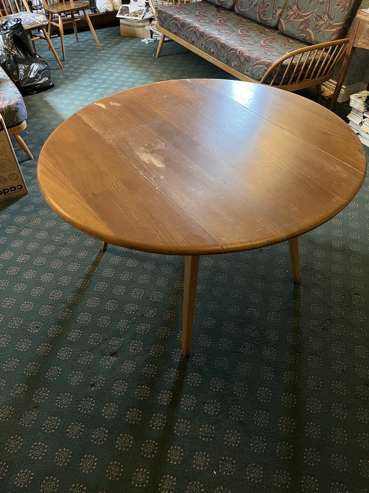 Vintage Ercol Dining Set Drop Leaf Table & 4 Quaker Chairs Elm 60s/70s