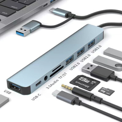 8-IN-1 Typ-C HUB USB Multiport Kartenleser Adapter Laptop Docking Station