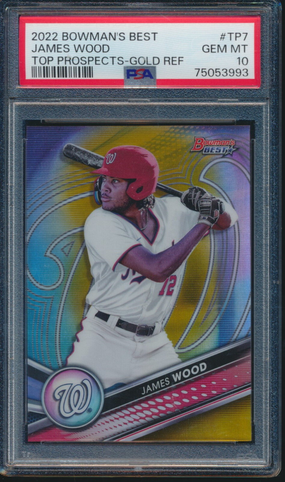 PSA 10 JAMES WOOD 2022 Bowman's Best GOLD REFRACTOR #/50 Padres RC GEM MINT