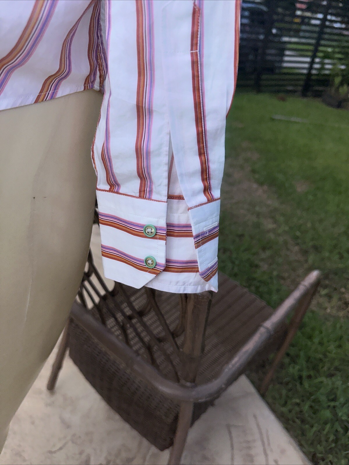 ETRO MULTI COLOR STRIPED BUTTON FRONT CASUAL SHIR… - image 9