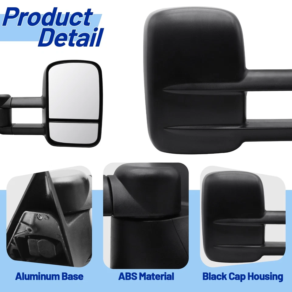 Espejos retrovisores de remolque para 88-00 SILVERADO SIERRA, MANUALES, SIN CALEFACCIÓN, SIN SEÑAL, PAR Foto 4 de 4