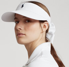Polo Ralph Lauren Golf Visiera, cinturino posteriore con fiocco. Bianco. NUOVO