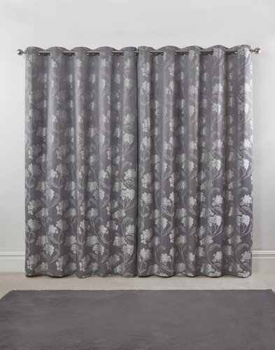Curtains Eyelet Ring Top 2 Panel Ready Made Lined Floral Curtain Pair - Blossom - Picture 17 of 17
