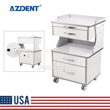 3 Drawers Dental Medical Cabinet Trolley File Rolling Tool Cart Built-in Socket